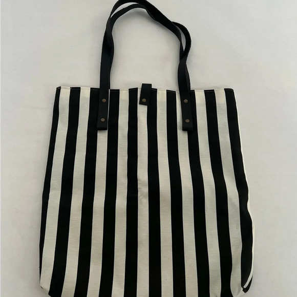 Hand Made Cotton & Leather Embroidered Heart Love Stripped Bag Tote New - Picture 2 of 8